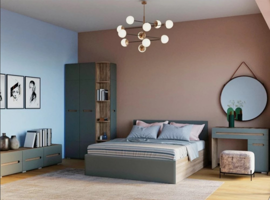 Кровать с настилом ЛДСП Наоми КР-11 160х200, графит