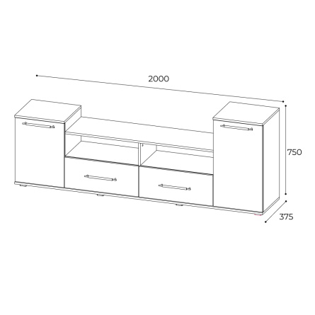 Тумба под ТВ Парус 2, дуб крафт золотой/белый