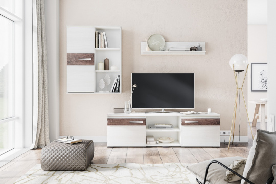 Тумба ТВ Акита ясень анкор светлый/дуб бомонд какао